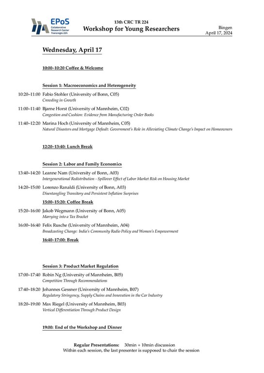 Schedule YRW Bingen 2024