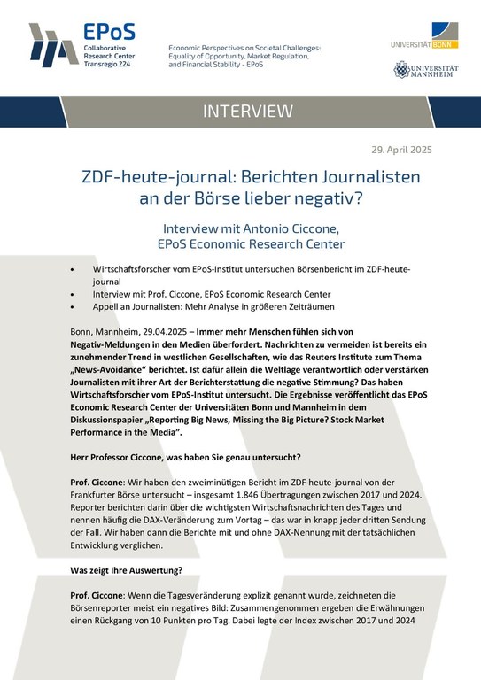 ZDF-heute-journal: Berichten Journalisten an der Börse lieber negativ?