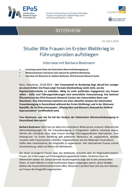 Interview: Der Erste Weltkrieg eröffnete Frauen neue Führungswege.