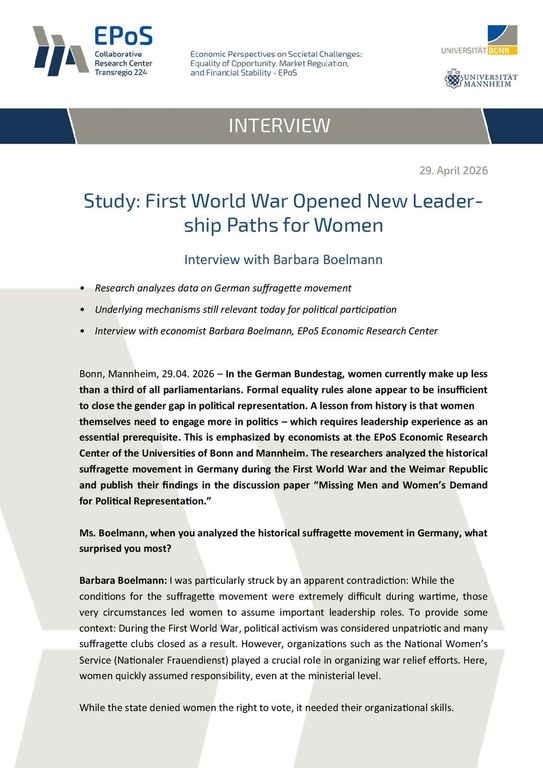 Interview: First World War Opened New Leadership Paths for Women