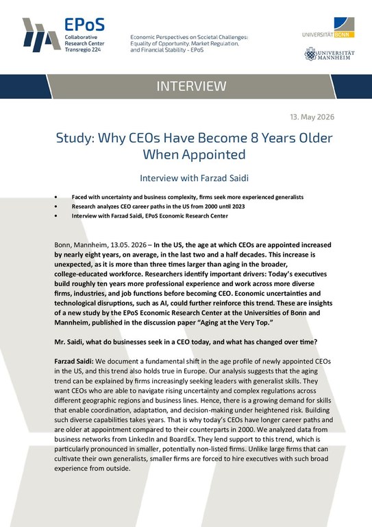 Interview with Farzad Saidi: Why CEOs Have Become 8 Years Older  When Appointed