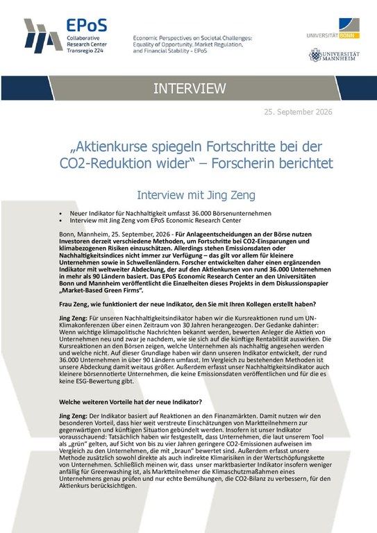 „Aktienkurse spiegeln Fortschritte bei der  CO2-Reduktion wider“ – Forscherin berichtet