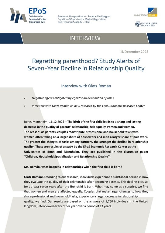Regretting parenthood? Study Alerts of Seven-Year Decline in Relationship Quality