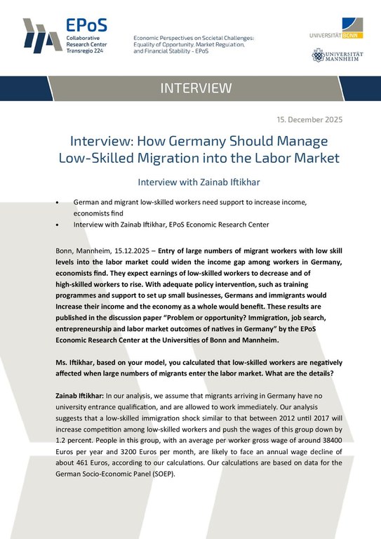 How Germany Should Manage  Low-Skilled Migration into the Labor Market