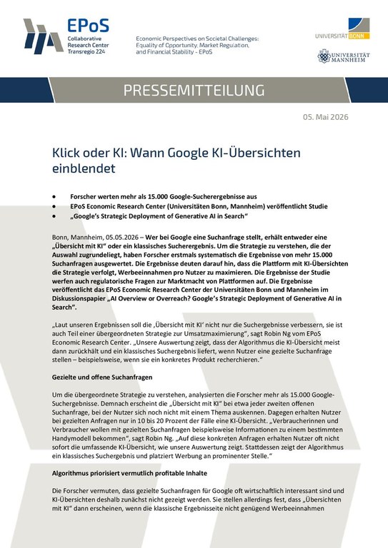 Klick oder KI: Wann Google KI-Übersichten einblendet