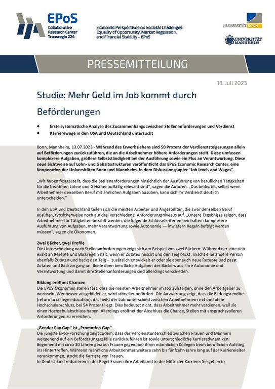 Studie: Mehr Geld im Job kommt durch Beförderungen