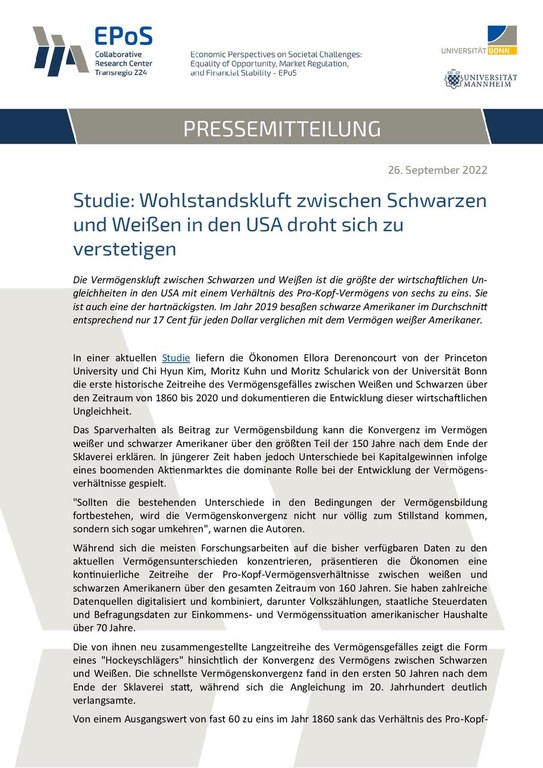 Studie: Wohlstandskluft zwischen Schwarzen und Weißen in den USA droht sich zu verstetigen