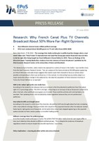 Press release: Why French Canal Plus TV Channels Broadcast About 50% More Far-Right Opinions