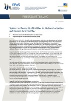 Pressemitteilung: Später in Rente: Großmütter in Holland arbeiten auf Kosten ihrer Töchter