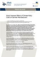 Study Assesses Effects of Climate Policy  Costs on German Manufacturers