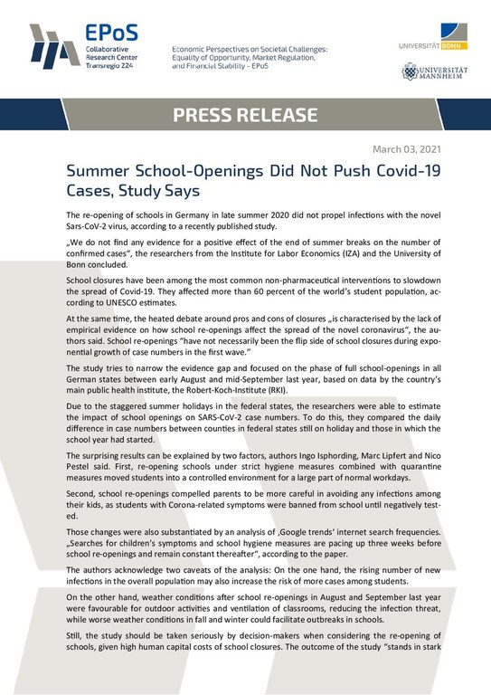 Summer School-Openings Did Not Push Covid-19 Cases, Study Says