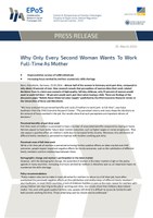 Press release: Why Only Every Second Woman Wants To Work Full-Time As Mother