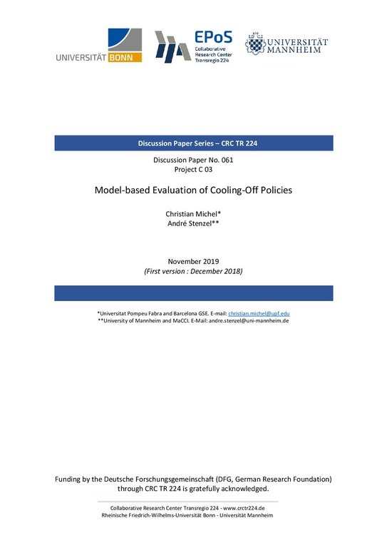 Model-Based Evaluation of Cooling-off Policies