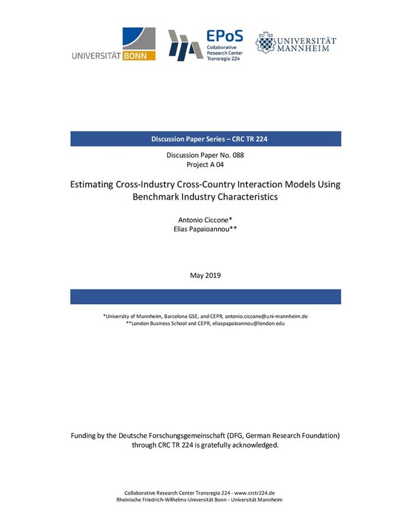 Estimating Cross-Industry Cross-Country Interaction Models Using Benchmark Industry Characteristics