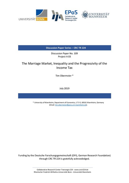 The Marriage Market, Inequality and the Progressivity of the Income Tax