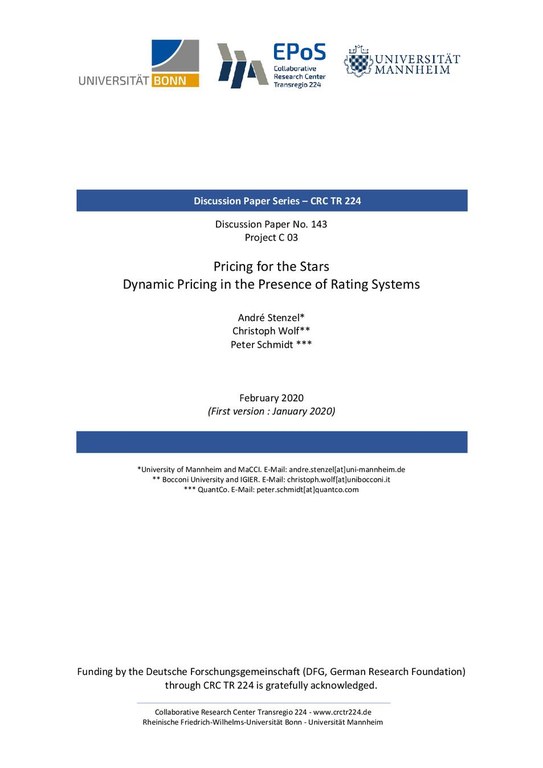 Pricing for the Stars - Dynamic Pricing in the Presence of Rating Systems