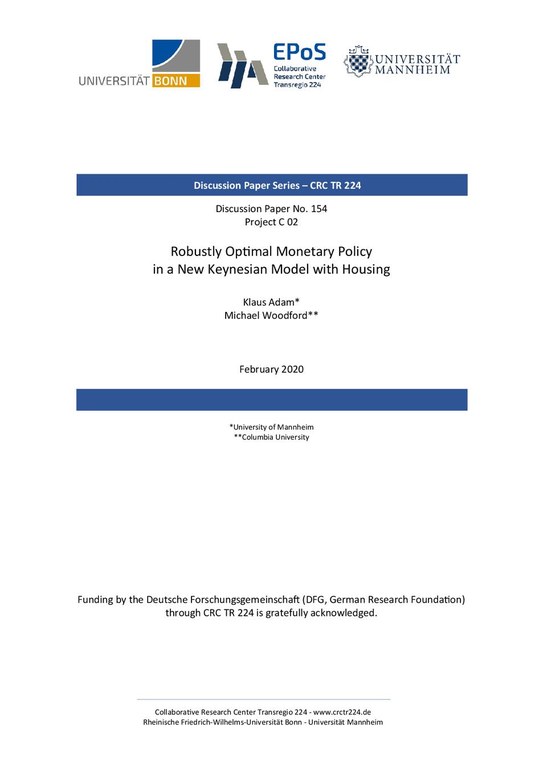 Robustly Optimal Monetary Policy in a New Keynesian Model with Housing