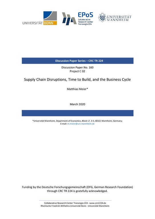 Supply Chain Disruptions, Time to Build, and the Business Cycle