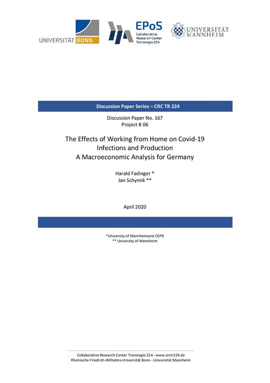 The Effects of Working from Home on COVID-19 Infections and Production - A Macroeconomic Analysis for Germany