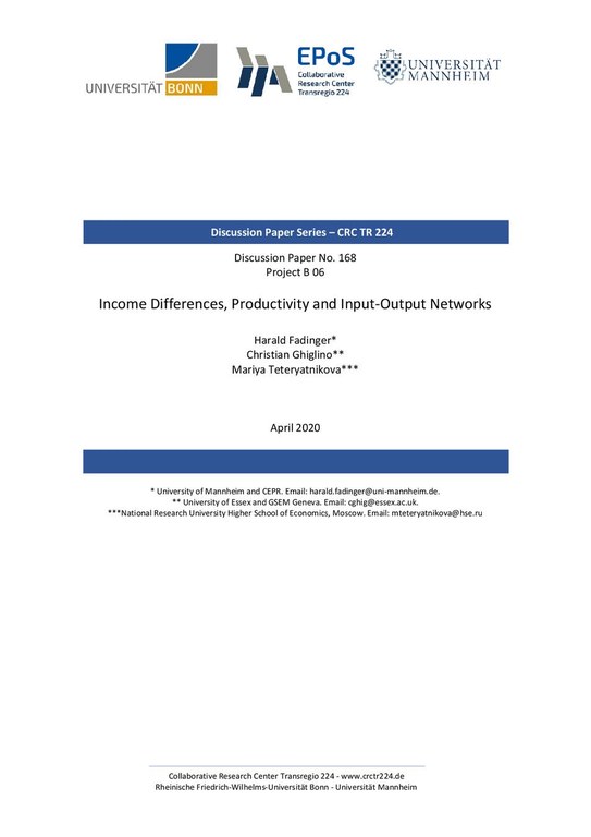 Income Differences, Productivity and Input-Output Networks