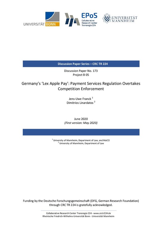 Germany’s ‘Lex Apple Pay’: Payment Services Regulation Overtakes Competition Enforcement