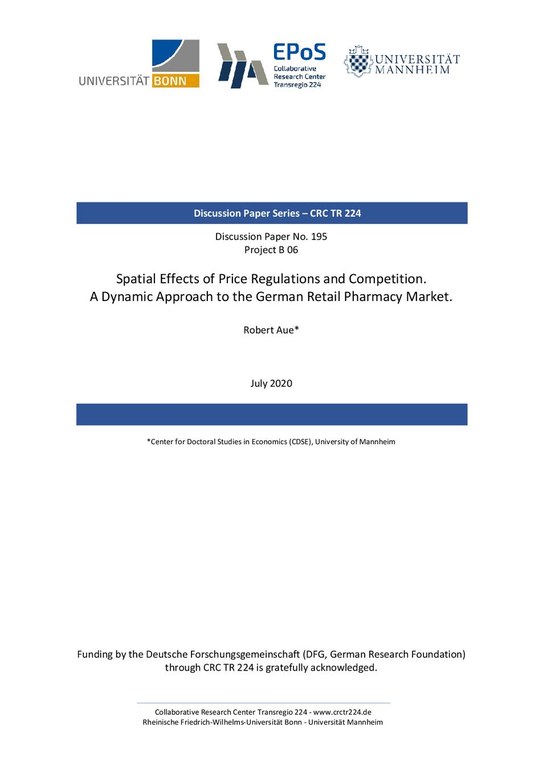Spatial Effects of Price Regulations and Competition. A Dynamic Approach to the German Retail Pharmacy Market
