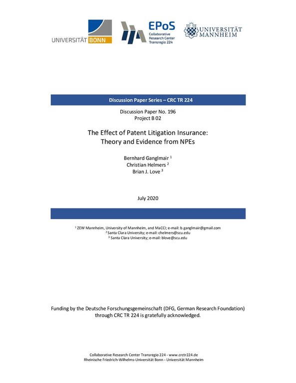 The Effect of Patent Litigation Insurance: Theory and Evidence from NPEs