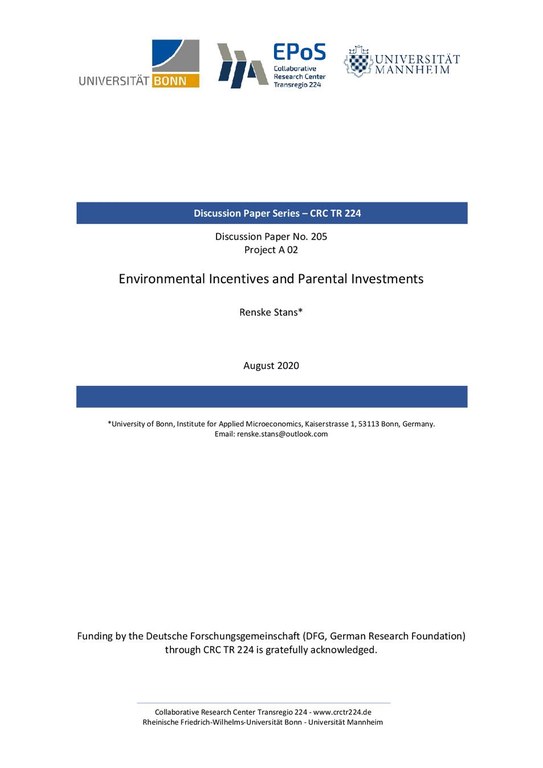 Environmental Incentives and Parental Investments
