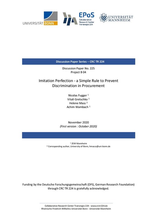 Imitation Perfection - A Simple Rule to Prevent Discrimination in Procurement