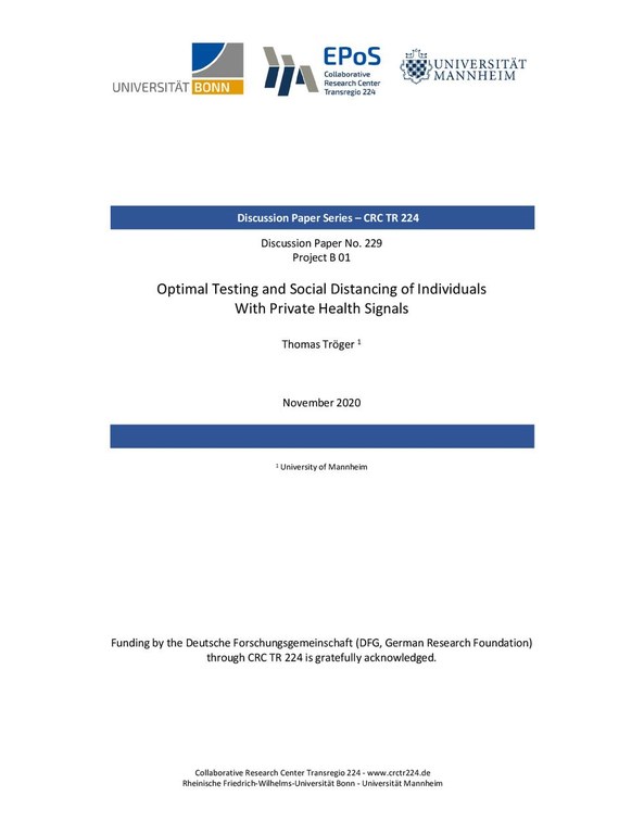 Optimal Testing and Social Distancing of Individuals with Private Health Signals