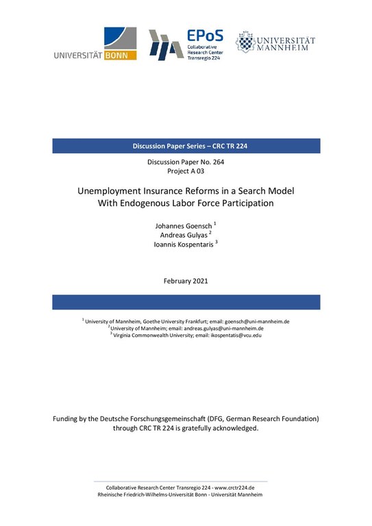 Unemployment Insurance Reforms in a Search Model with Endogenous Labor Force Participation