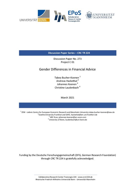 Gender Differences in Financial Advice