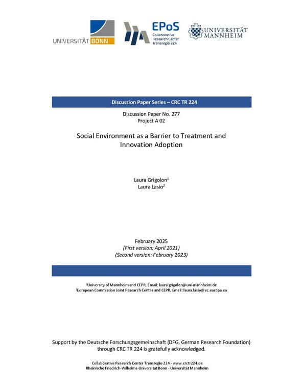 Social Environment as a Barrier to Treatment and Innovation Adoption