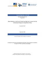 Open Markets in the Era of Fintech and Big Tech: Lessons for the  Institutional Design of Competition Policy