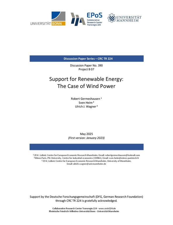 Support for Renewable Energy: The Case of Wind Power
