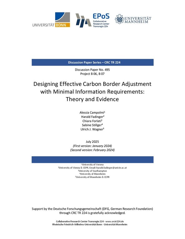 Designing Effective Carbon Border Adjustment with Minimal Information Requirements: Theory and Evidence