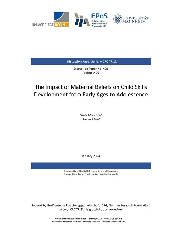 The Impact of Maternal Beliefs on Child Skills Development From Early Ages To Adolescence