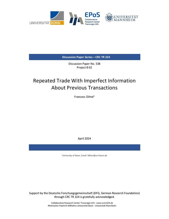 Repeated Trade with Imperfect Information About Previous Transactions