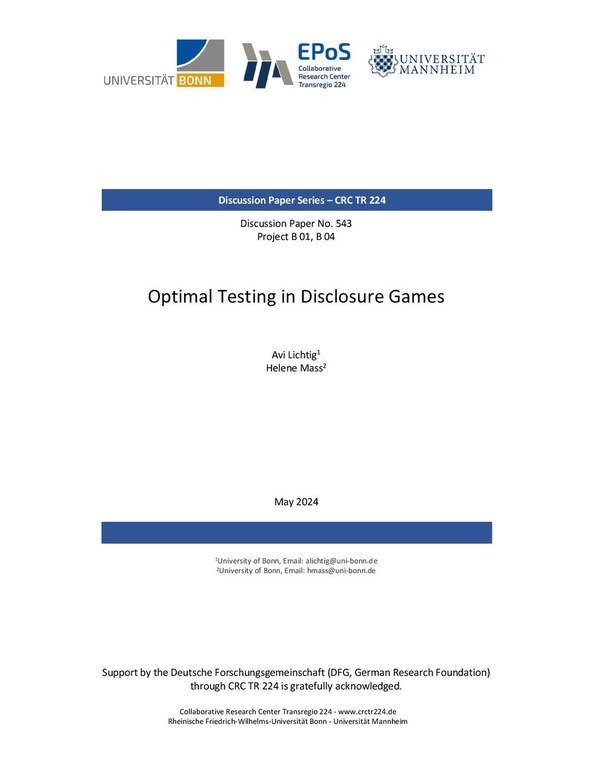 Optimal Testing in Disclosure Games