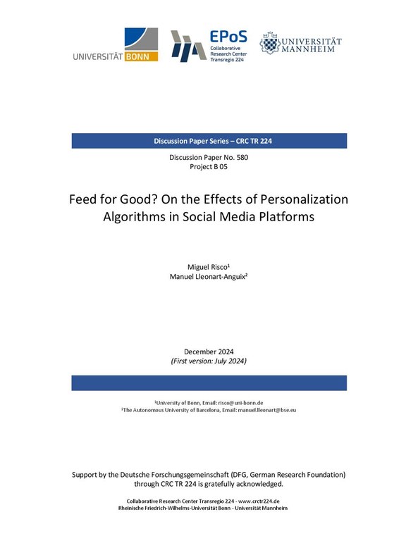 Feed for Good? On the Effects of Personalization Algorithms in Social Media Platforms