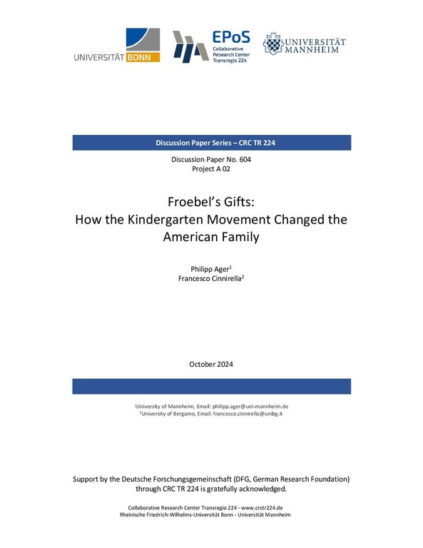 Froebel’s Gifts: How the Kindergarten Movement Changed the American Family