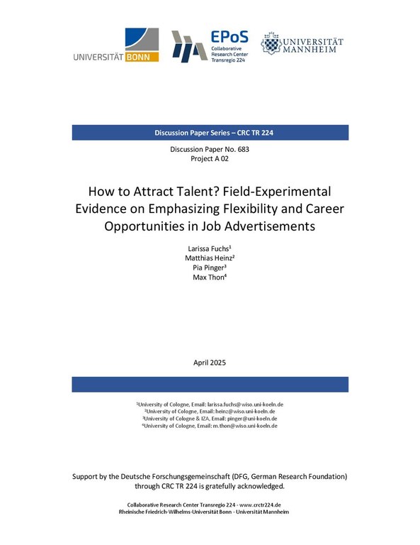 How to Attract Talent? Field-Experimental Evidence on Emphasizing Flexibility and Career Opportunities in Job Advertisements
