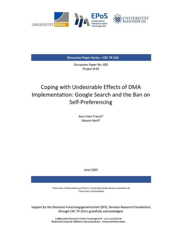 Coping with Undesirable Effects of DMA Implementation: Google Search and the Ban on Self-Preferencing