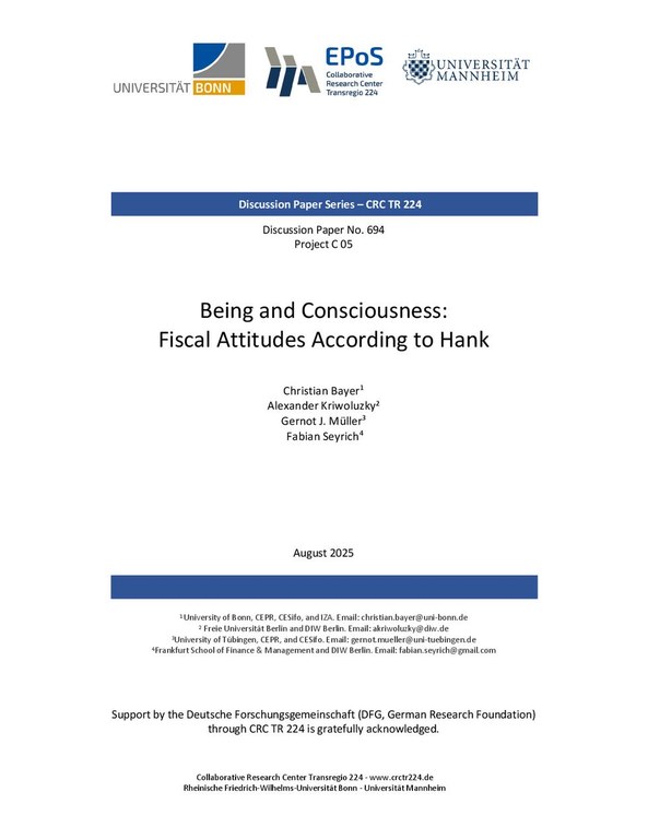 Being and Consciousness: Fiscal Attitudes according to HANK