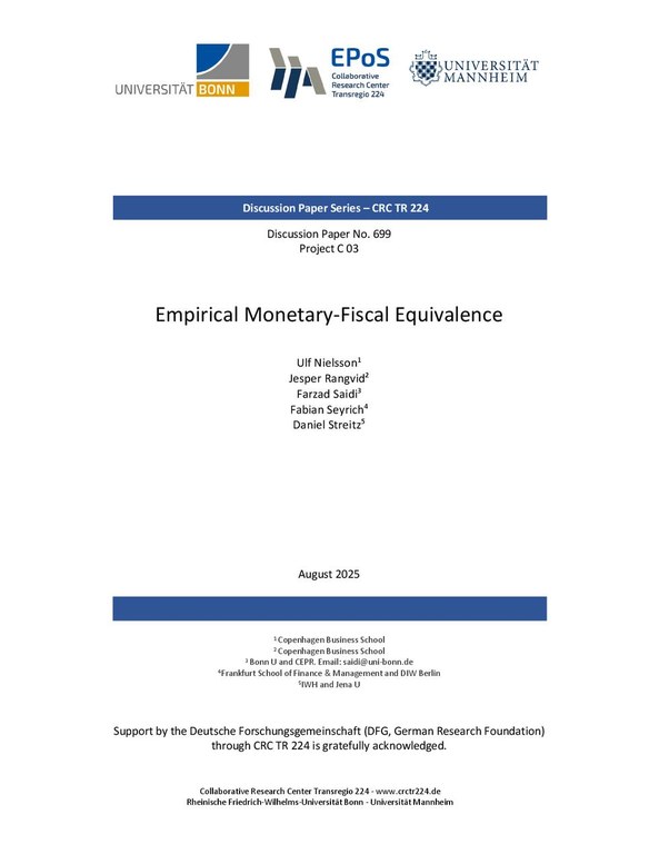 Empirical Monetary-Fiscal Equivalence