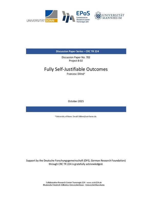 Fully Self-Justifiable Outcomes