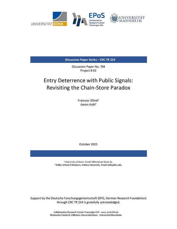 Entry Deterrence with Public Signals: Revisiting the Chain-Store Paradox