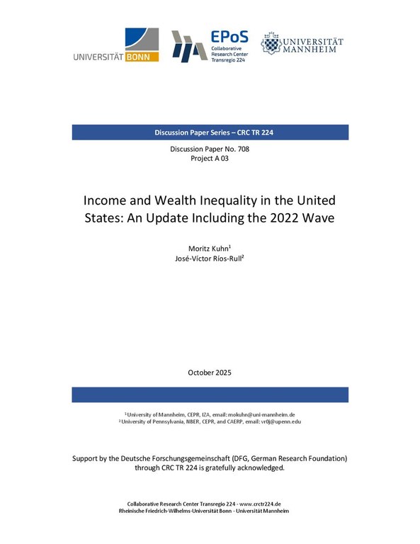 Income and Wealth Inequality in the United  States: An Update Including the 2022 Wave