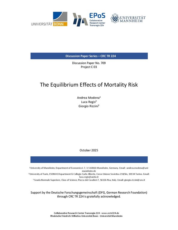 The Equilibrium Effects of Mortality Risk