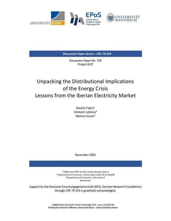 Unpacking the Distributional Implications  of the Energy Crisis  Lessons from the Iberian Electricity Market